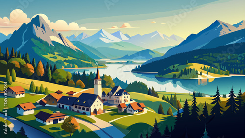 Very beautiful panoramic view of Schafberg near Sankt Wolfgang, showcasing alpine ridges, distant lakes, and expansive mountain scenery in Austria’s iconic Salzkammergut region.