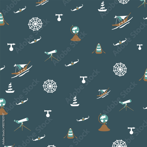 A seamless pattern with a nautical theme for textiles, paper, and accessories