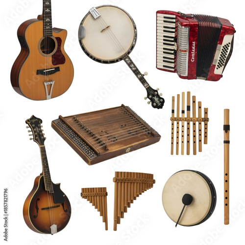Collection of traditional folk instruments
