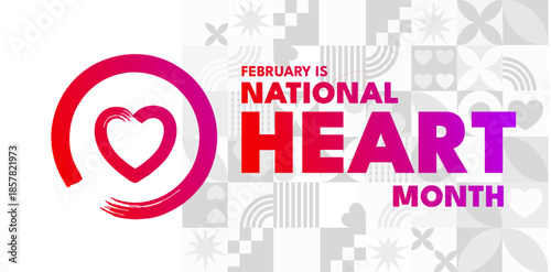 National Heart Month - banner, poster, vector illustration