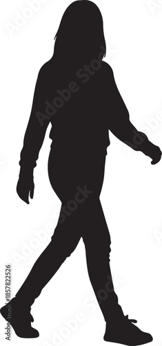 Vector  illustration of Silhouette of a woman walking, isolated on white background.