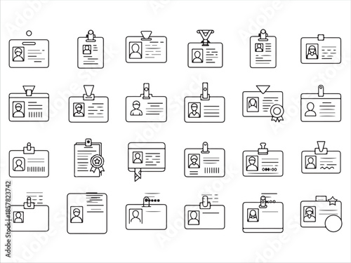 Collection of ID Badge Icons for Business and Office Use