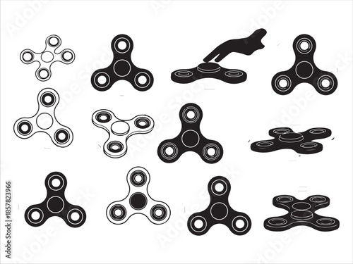 Collection of Spinner Toys Isolated on Transparent Background