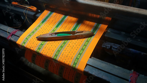 Obraz na płótnie Close up view of handloom in India.