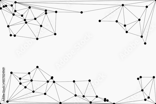 Abstract futuristic digital technology network connected with communication lines background. white background with low poly digital lines connection