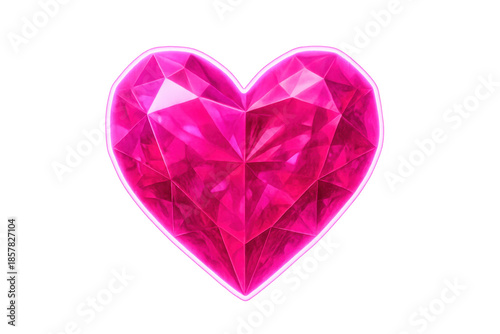 Wallpaper Mural Pink crystal heart gemstone with glowing neon outline Torontodigital.ca