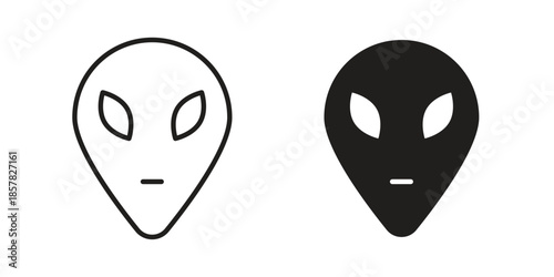 Alien icons. doodles vector. icon set in line strokes