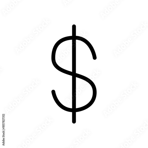 Dollar outline icon. Financial institute sign. USA money. Economy protection. Business concept on brick wall. Bright logo. Editable stroke. Vector stock illustration