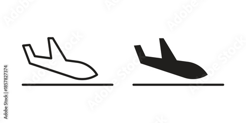 Arrival icons. doodles vector. icon set in line strokes