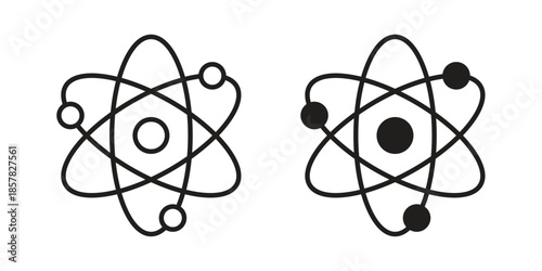 Atom icons. doodles vector. icon set in line strokes