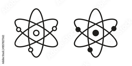 Atom icons. doodles vector. icon set in line strokes