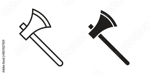 Axe icons. doodles vector. icon set in line strokes