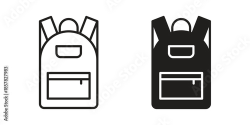 Backpack icons. doodles vector. icon set in line strokes