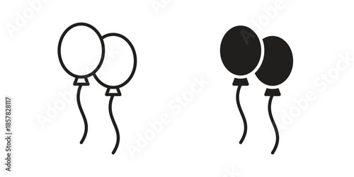 Balloons icons. doodles vector. icon set in line strokes