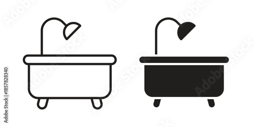 Bathroom icons. doodles vector. icon set in line strokes
