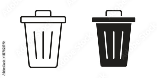 Bin icons. doodles vector. icon set in line strokes