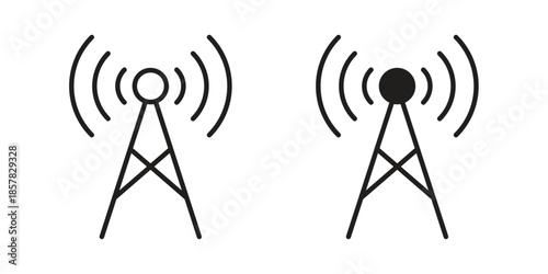 Broadcast icons. doodles vector. icon set in line strokes