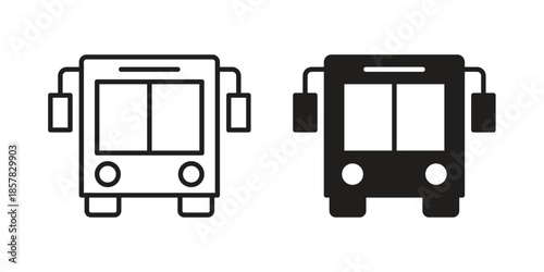 Bus icons. doodles vector. icon set in line strokes