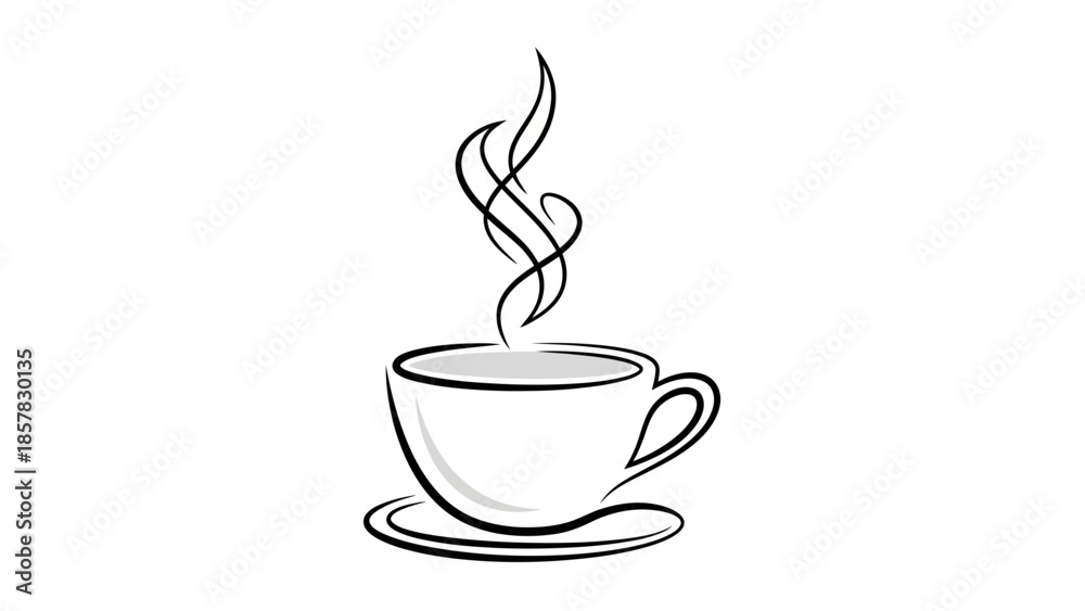 Obraz premium Steaming Coffee Cup Illustration Simple Design.