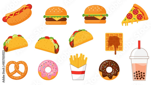 Assorted Fast Food Items and Snacks.