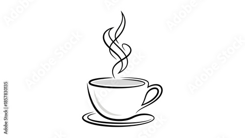 Steaming Coffee Cup Illustration Simple Design.