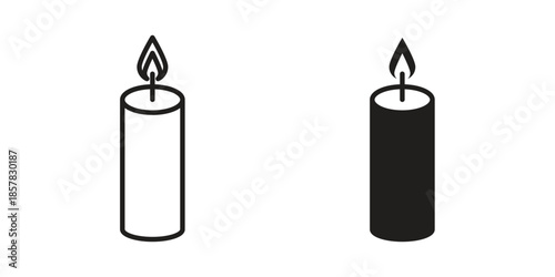 Candle icons. doodles vector. icon set in line strokes