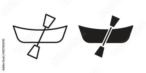 Canoe icons. doodles vector. icon set in line strokes