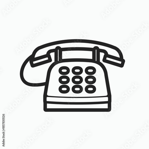 Vintage telephone in minimalist style with black line art design  