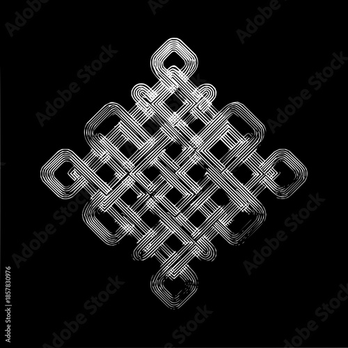Endless knot buddhism symbol illustration, tibetan buddhism, endless knot vector, eternal knot art