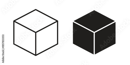 Cube icons. doodles vector. icon set in line strokes