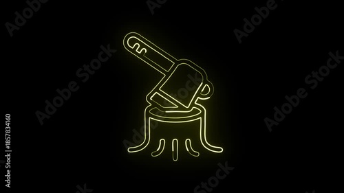 Wood cutting icon with saw and logs, modern flat design, woodworking symbol isolated on white background