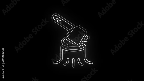 Wood cutting icon with saw and logs, modern flat design, woodworking symbol isolated on white background
