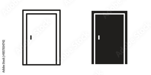 Door icons. doodles vector. icon set in line strokes