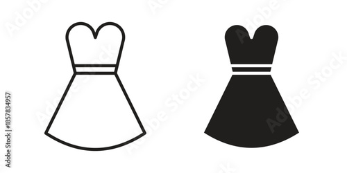 Dress icons. doodles vector. icon set in line strokes