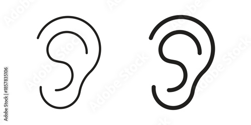 Ear icons. doodles vector. icon set in line strokes