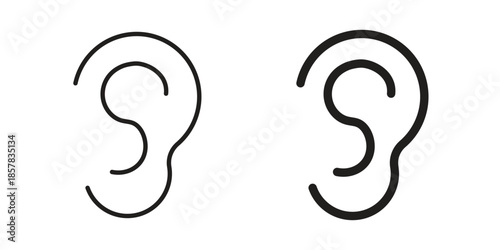 Ear icons. doodles vector. icon set in line strokes