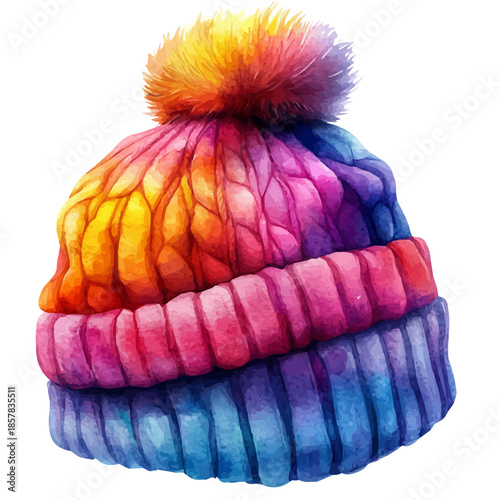 Beanie, watercolor vector, isolated on a white background.