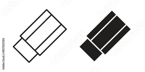 Eraser icons. doodles vector. icon set in line strokes