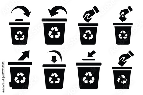 waste management icon silhouette set