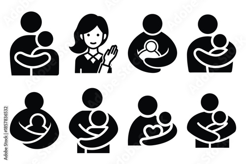 emotional care icon silhouette set