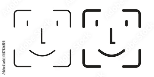 Face id icons. doodles vector. icon set in line strokes