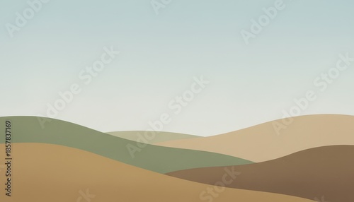 Minimalist Abstract Landscape Vector Art Featuring Serene Rolling Hills in Soft Earth Tone Colors