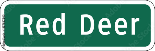 Red Deer City in Alberta, Canada, Green Road Sign Design Vector