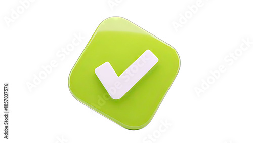 Green Check Mark Icon on White Background