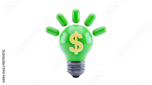 Green Lightbulb with Dollar Sign: Idea and Finance Concept