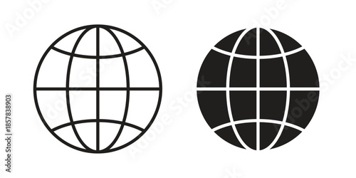 Globe icons. doodles vector. icon set in line strokes