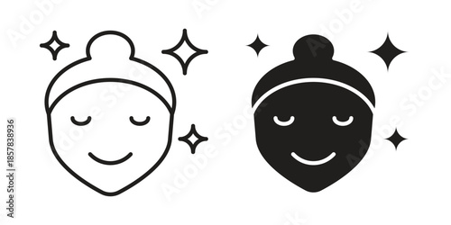 Glowing skin icons. doodles vector. icon set in line strokes