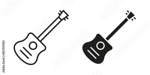 Guitar icons. doodles vector. icon set in line strokes