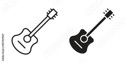 Guitar icons. doodles vector. icon set in line strokes