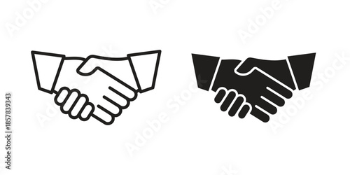 Handshake icons. doodles vector. icon set in line strokes
